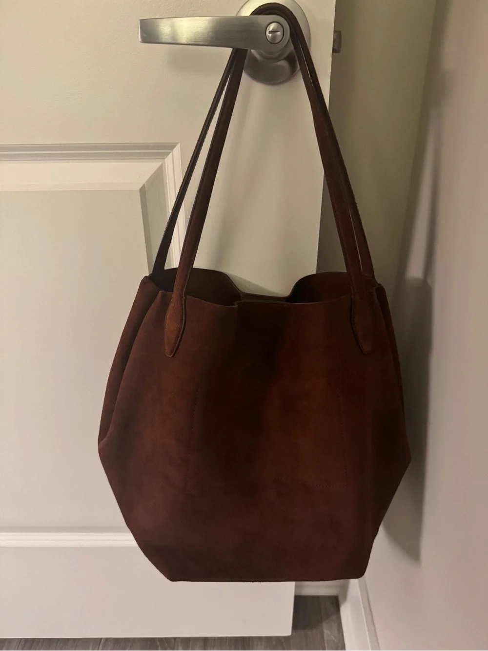NWT! MADEWELL The Shopper Tote in Suede, Soft Mahogany Brown NR388 Oversized Bag - Picture 16 of 16